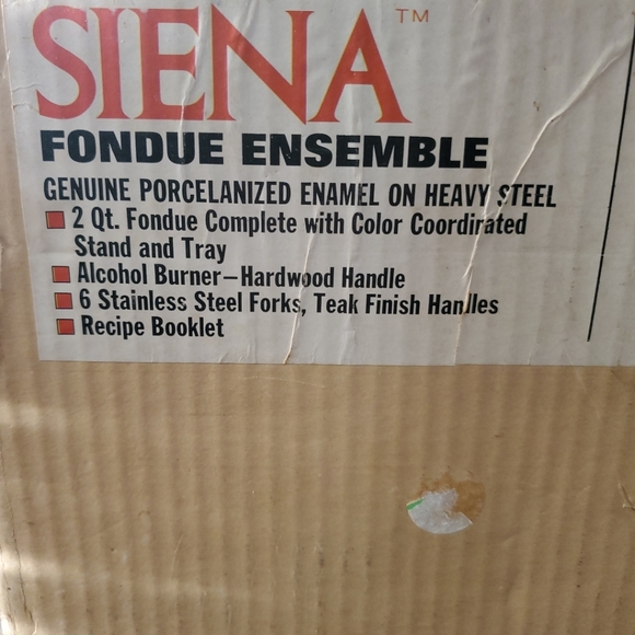 VTG Fondue Ensemble Siena 1973 NEW Imperial Int. Porcelain Steel 2 QT - Picture 6 of 11